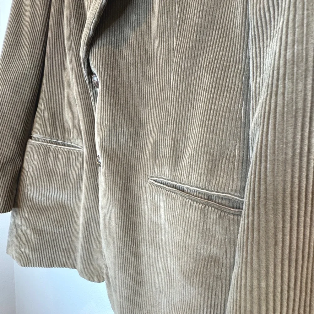 COVINGTON Corduroy Mens Sport Coat 46R Lt Brown Leather Buttons Professor Preppy